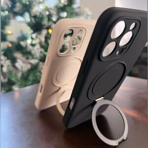 iPhone 16 Pro Max Silicone Phone Case with Ring Stand